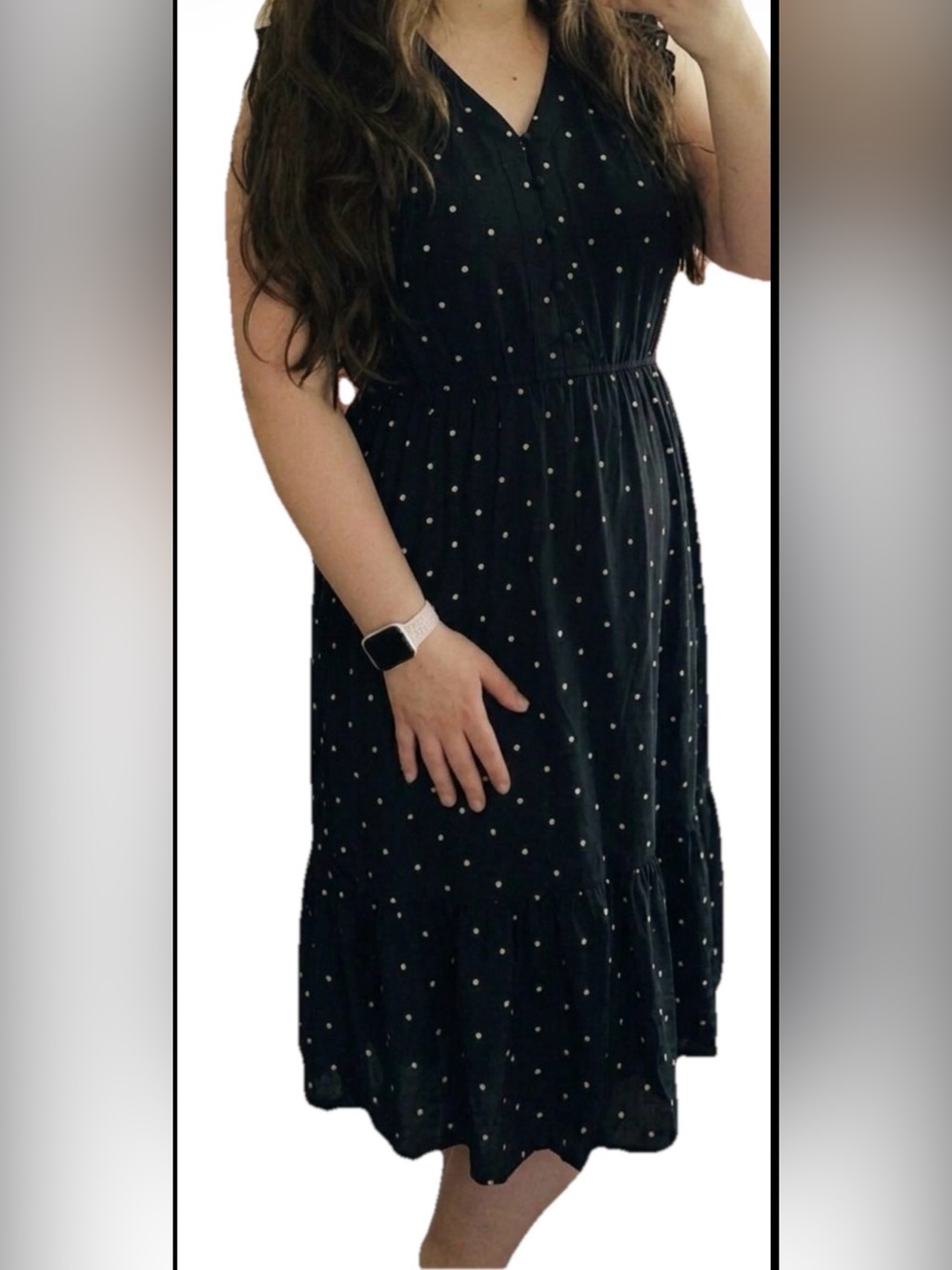 Old Navy Black Polka Dot Midi Dress